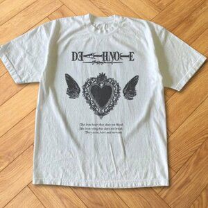 White Gothic Heart Wings Death Note T-Shirt Black